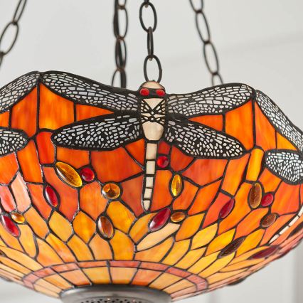 Endon 64076 - Kroonluchter aan ketting Tiffany DRAGONFLY 3xE27/60W/230V Ø 41 cm
