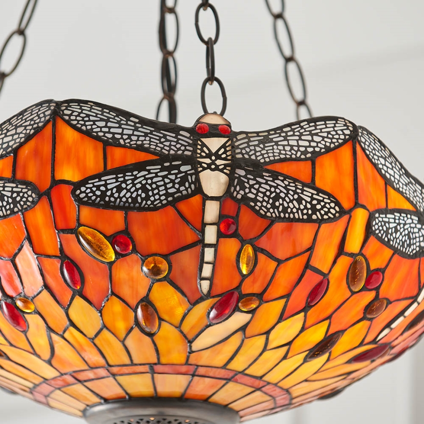 Endon 64076 - Kroonluchter aan ketting Tiffany DRAGONFLY 3xE27/60W/230V Ø 41 cm