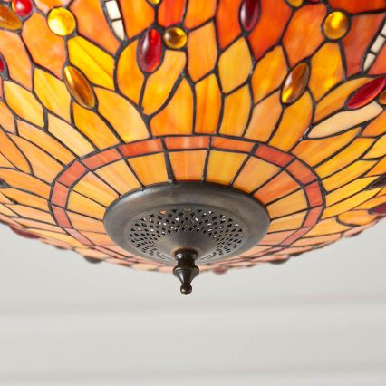 Endon 64076 - Kroonluchter aan ketting Tiffany DRAGONFLY 3xE27/60W/230V Ø 41 cm