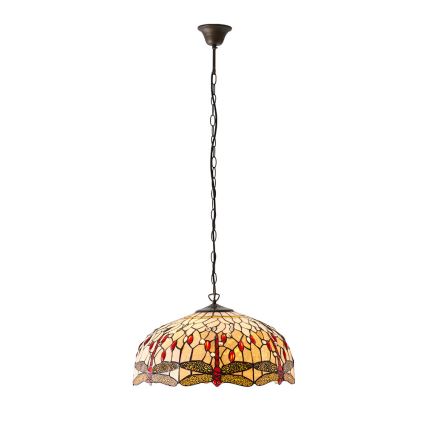 Endon 64079 - Tiffany-kroonluchter met ketting DRAGONFLY, 3x E27/60W/230V, Ø 50 cm