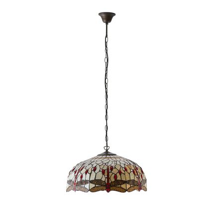 Endon 64079 - Tiffany-kroonluchter met ketting DRAGONFLY, 3x E27/60W/230V, Ø 50 cm
