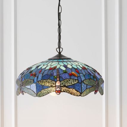 Endon 64080 - Kroonluchter aan ketting Tiffany DRAGONFLY 3xE27/60W/230V Ø 41 cm