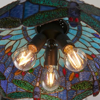 Endon 64080 - Kroonluchter aan ketting Tiffany DRAGONFLY 3xE27/60W/230V Ø 41 cm