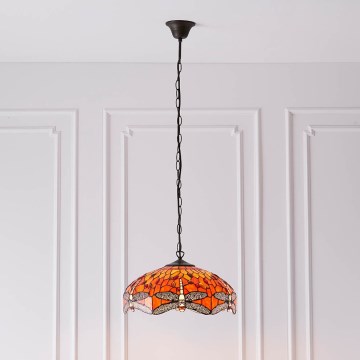 Endon 64081 - Kroonluchter aan ketting Tiffany DRAGONFLY 3xE27/60W/230V Ø 41 cm