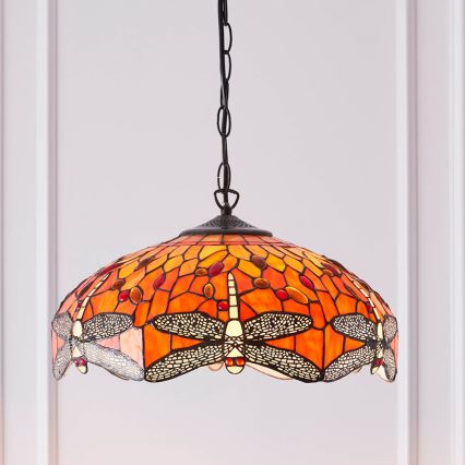 Endon 64081 - Kroonluchter aan ketting Tiffany DRAGONFLY 3xE27/60W/230V Ø 41 cm