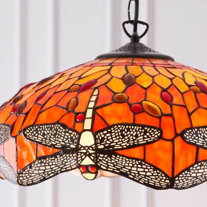 Endon 64081 - Kroonluchter aan ketting Tiffany DRAGONFLY 3xE27/60W/230V Ø 41 cm