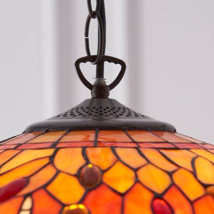 Endon 64081 - Kroonluchter aan ketting Tiffany DRAGONFLY 3xE27/60W/230V Ø 41 cm
