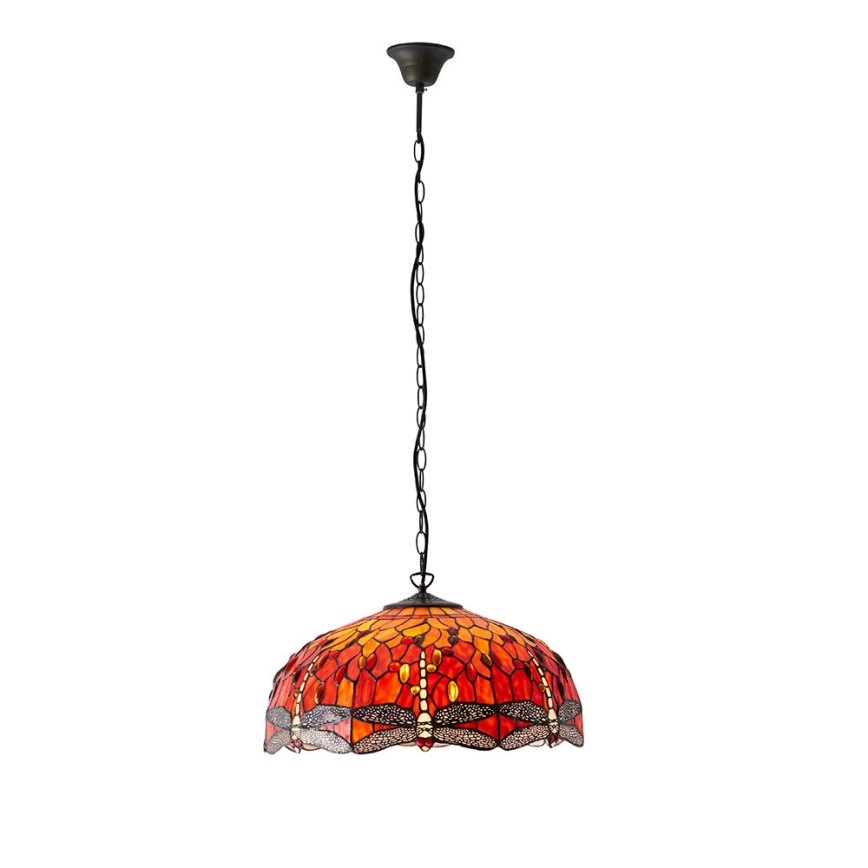 Endon 64082 - Kroonluchter aan ketting Tiffany DRAGONFLY 3xE27/60W/230V Ø 50 cm