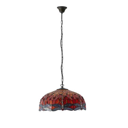 Endon 64082 - Kroonluchter aan ketting Tiffany DRAGONFLY 3xE27/60W/230V Ø 50 cm
