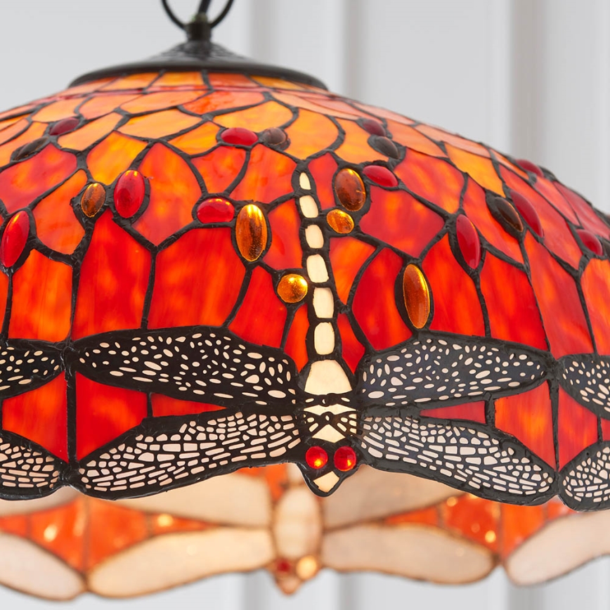 Endon 64082 - Kroonluchter aan ketting Tiffany DRAGONFLY 3xE27/60W/230V Ø 50 cm