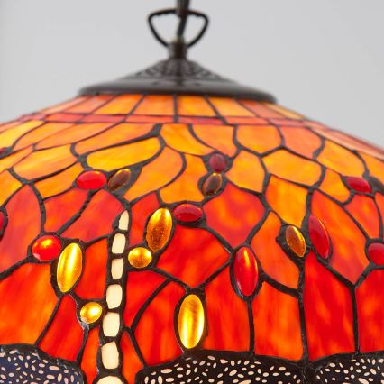 Endon 64082 - Kroonluchter aan ketting Tiffany DRAGONFLY 3xE27/60W/230V Ø 50 cm