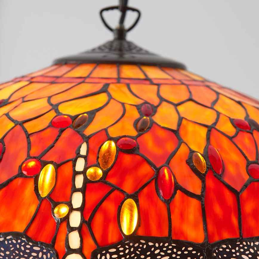 Endon 64082 - Kroonluchter aan ketting Tiffany DRAGONFLY 3xE27/60W/230V Ø 50 cm