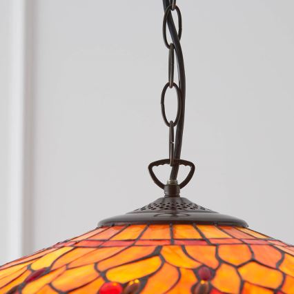 Endon 64082 - Kroonluchter aan ketting Tiffany DRAGONFLY 3xE27/60W/230V Ø 50 cm