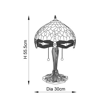 Endon 64086 - Tafellamp Tiffany DRAGONFLY 2xE27/60W/230V Ø 30 cm
