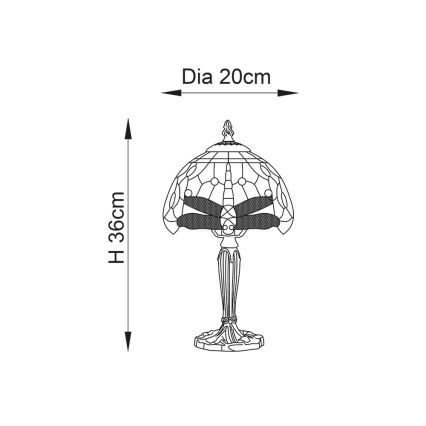 Endon 64088 - Tafellamp Tiffany DRAGONFLY 1xE14/40W/230V Ø 20 cm