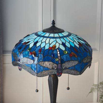 Endon 64089 - Tafellamp Tiffany DRAGONFLY 2xE27/60W/230V Ø 41 cm
