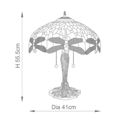 Endon 64089 - Tafellamp Tiffany DRAGONFLY 2xE27/60W/230V Ø 41 cm