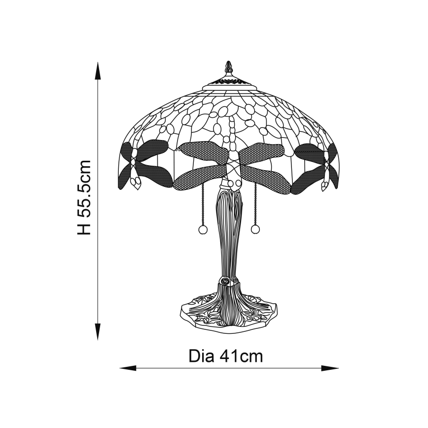 Endon 64093 - Tafellamp DRAGONFLY 2xE27/60W/230V Ø 41 cm