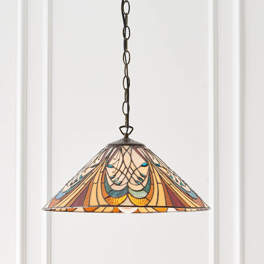 Endon 64162 - Kroonluchter met ketting Tiffany HECTOR 1xE27/60W/230V Ø 40 cm