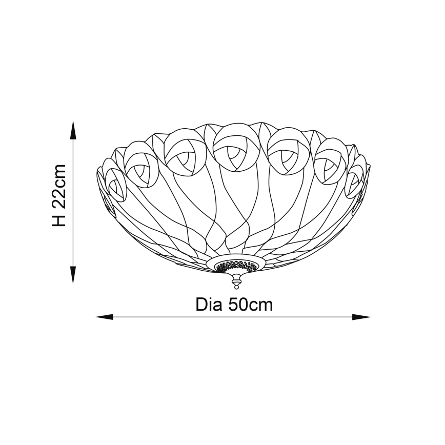 Endon 64173 - Plafondlamp HUTCHINSON 2xE27/60W/230V diameter 50 cm