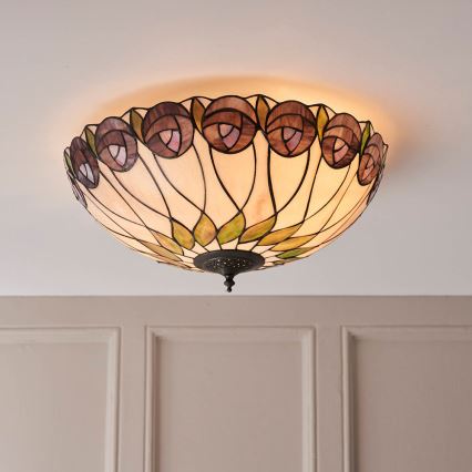 Endon 64173 - Tiffany-plafondlamp HUTCHINSON 2xE27/60W/230V Ø 50 cm