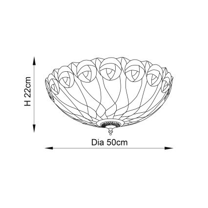 Endon 64173 - Tiffany-plafondlamp HUTCHINSON 2xE27/60W/230V Ø 50 cm