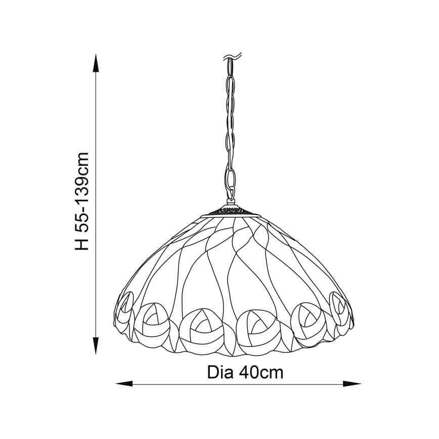 Endon 64176 - Hanglamp aan ketting Tiffany HUTCHINSON 1xE27/60W/230V Ø 40 cm