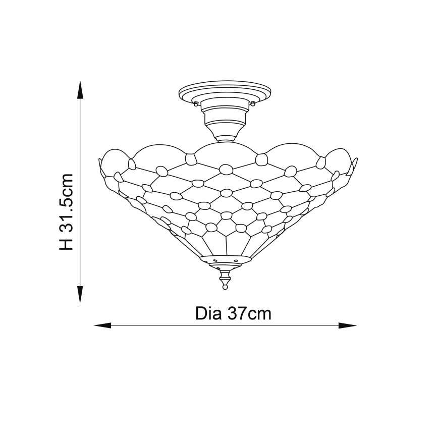 Endon 64300 - Plafonnière Tiffany PEARL 3xE27/60W/230V Ø 37 cm