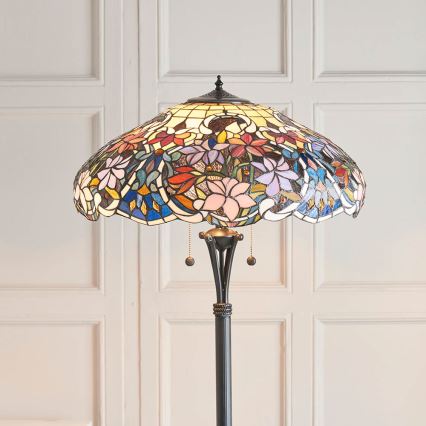 Endon 64323 - Vloerlamp Tiffany SULLIVAN 2xE27/60W/230V Ø 56 cm