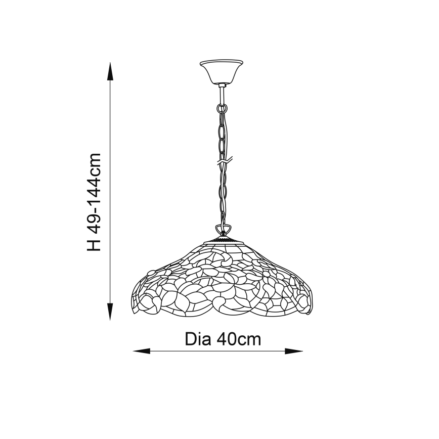 Endon 64325 - Kroonluchter aan ketting SULLIVAN 1xE27/60W/230V Ø 40 cm