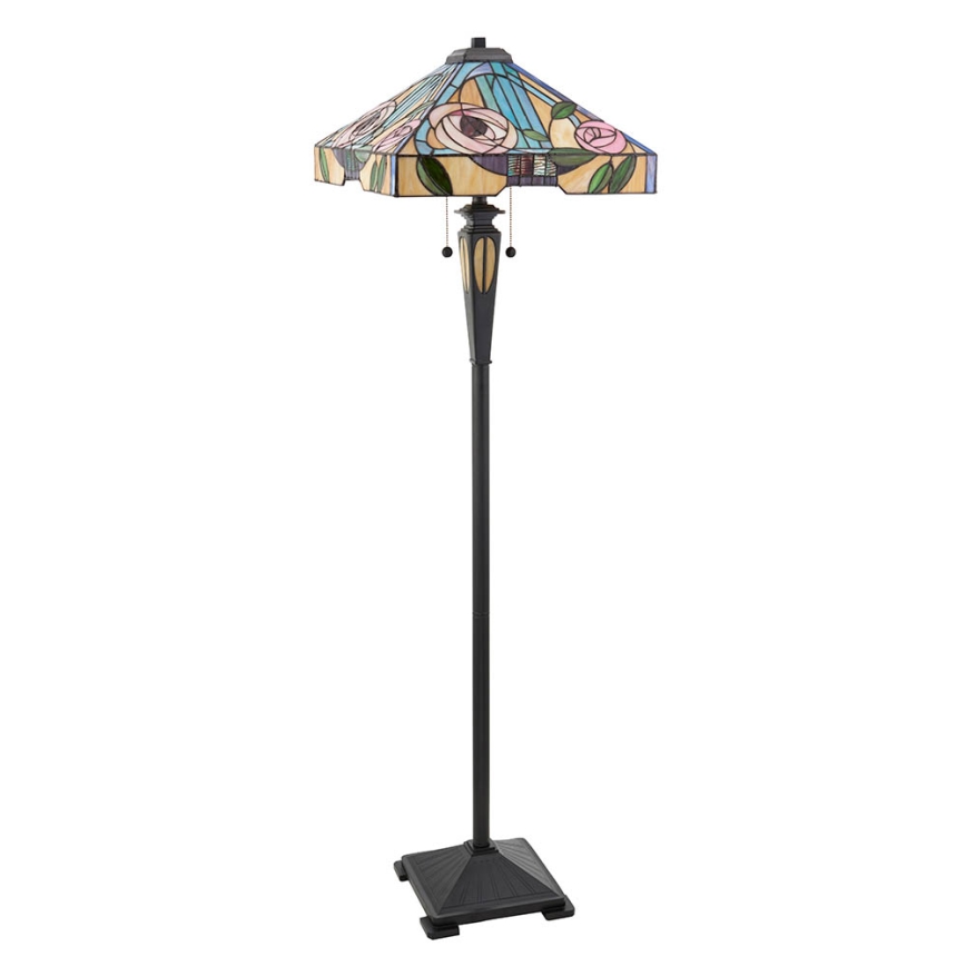 Endon 64383 - Tiffany-vloerlamp WILLIOW, 2x E27 (max. 60 W), 230 V, Ø 42,5 cm