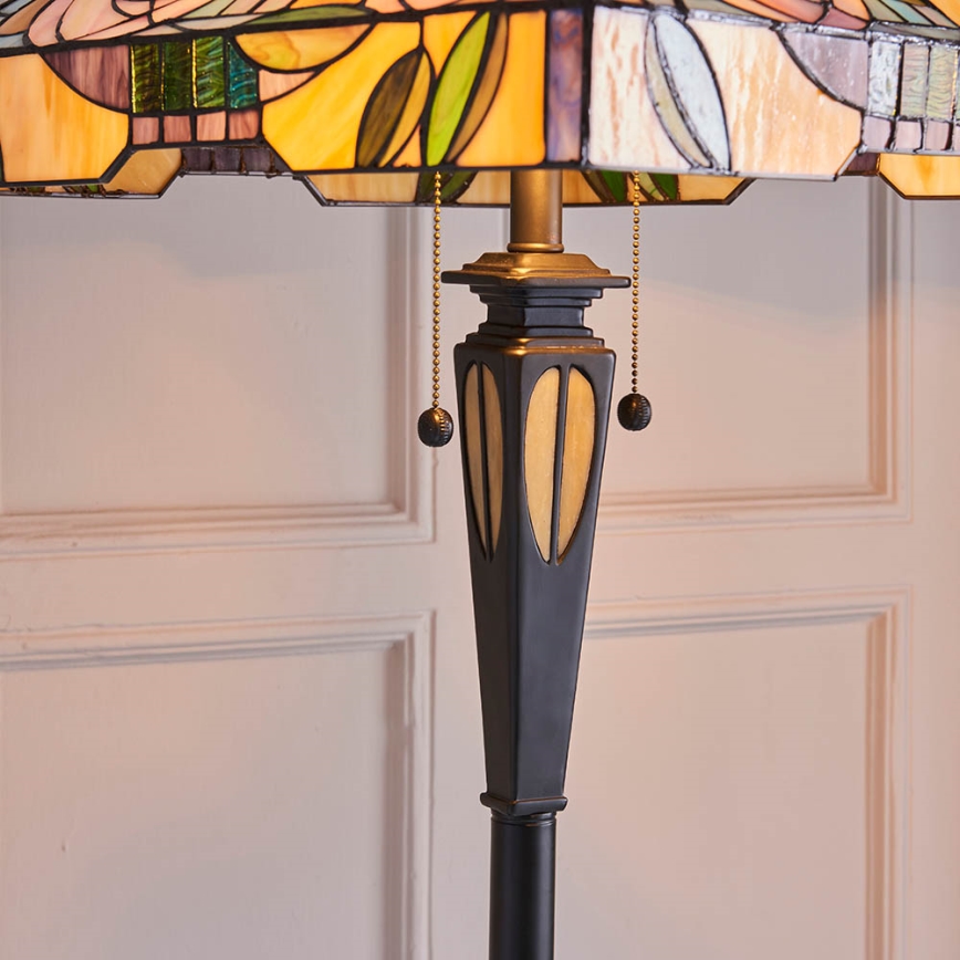 Endon 64383 - Tiffany-vloerlamp WILLIOW, 2x E27 (max. 60 W), 230 V, Ø 42,5 cm