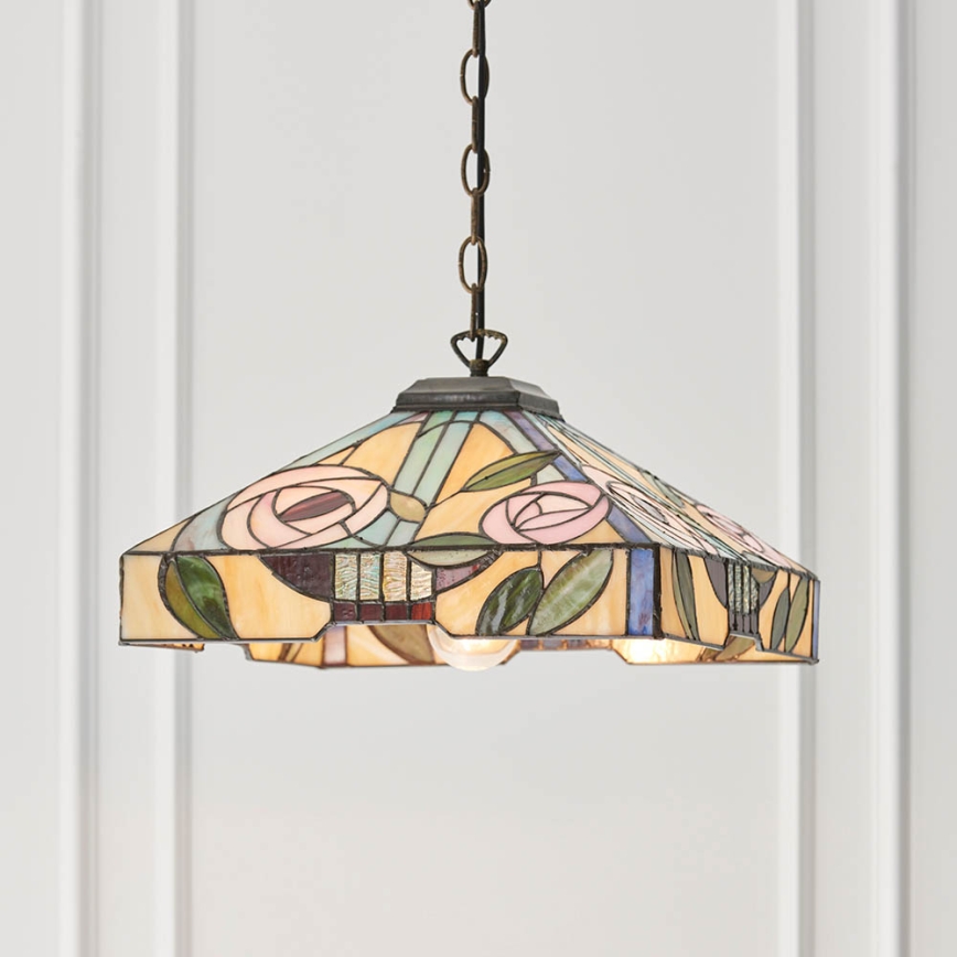 Endon 64385 - Tiffany-hanglamp aan ketting WILLOW 1xE27/60W/230V Ø 35 cm