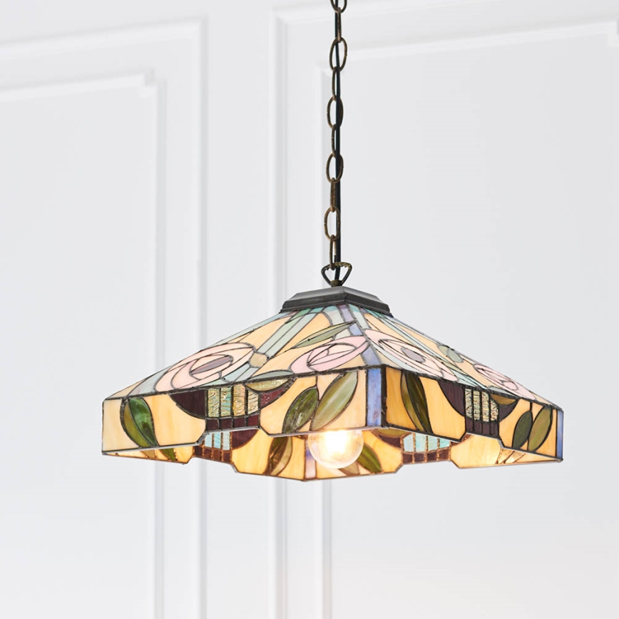 Endon 64385 - Tiffany-hanglamp aan ketting WILLOW 1xE27/60W/230V Ø 35 cm