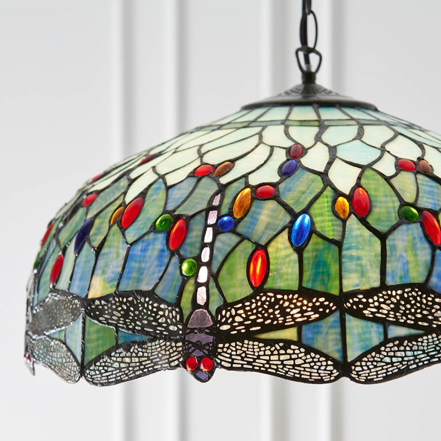 Endon 66148 - Kroonluchter aan ketting Tiffany DRAGONFLY 3xE27/60W/230V Ø 50 cm