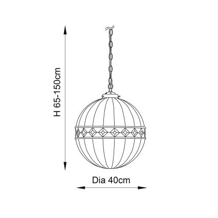 Endon 67045 - Hanglamp aan een ketting FARGO 1xE27/60W/230V diameter 40 cm