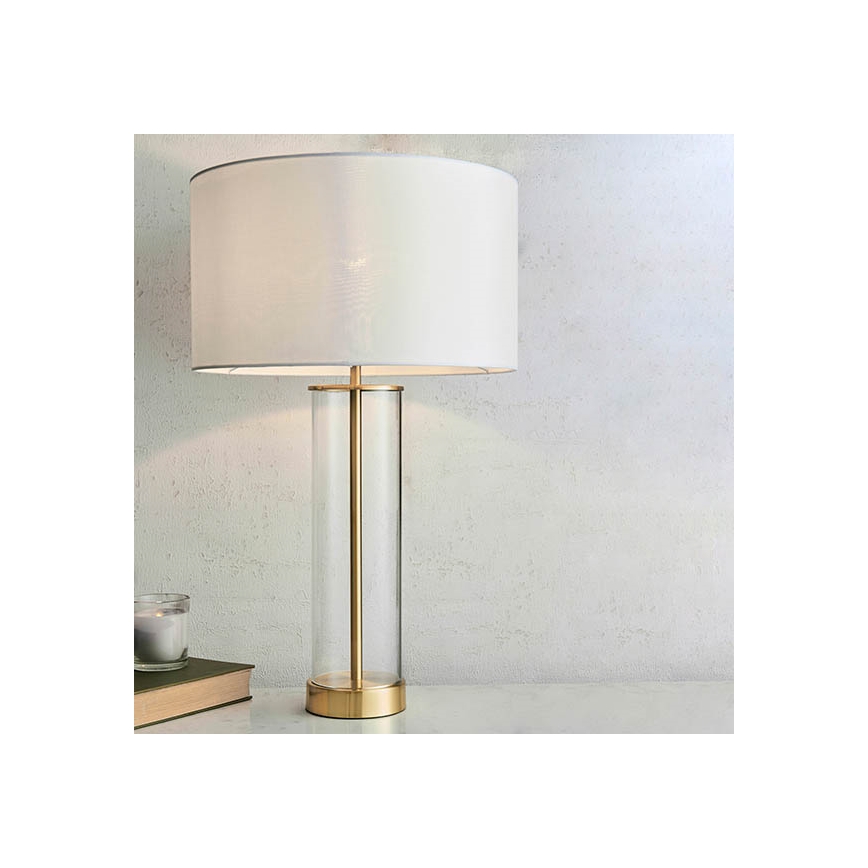 Endon 68802 - Dimbare tafellamp met aanraakbediening LESSINA 1xE27/10W/230V goud/wit