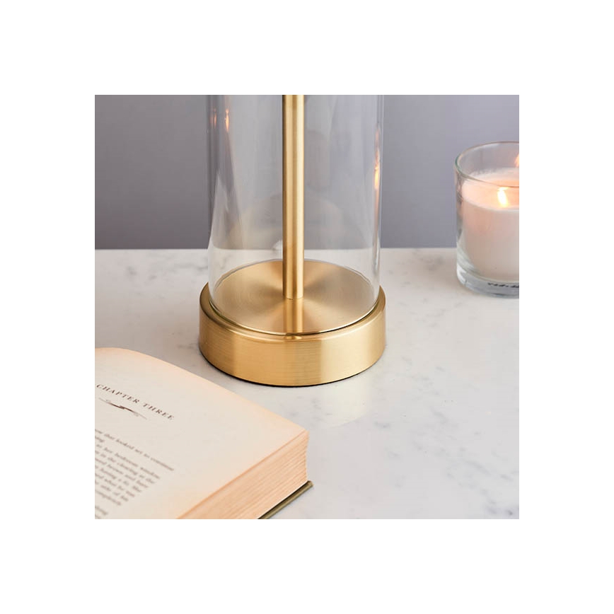 Endon 68802 - Dimbare tafellamp met aanraakbediening LESSINA 1xE27/10W/230V goud/wit