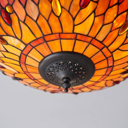 Endon 70721 - Tiffany-plafondlamp DRAGONFLY, 2x E27/60W/230V, Ø 41 cm