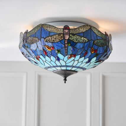 Endon 70722 - Tiffany-plafondlamp DRAGONFLY 2xE27/60W/230V Ø 41 cm