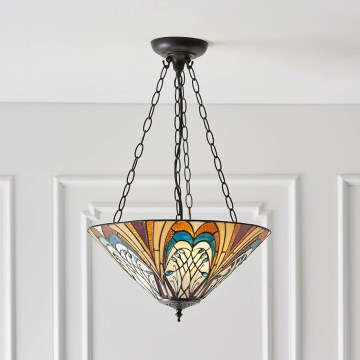 Endon 70750 - Tiffany-kroonluchter aan ketting HECTOR 3xE27/60W/230V Ø 40 cm