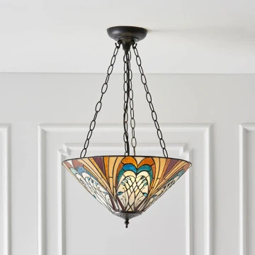 Endon 70750 - Tiffany-kroonluchter aan ketting HECTOR 3xE27/60W/230V Ø 40 cm