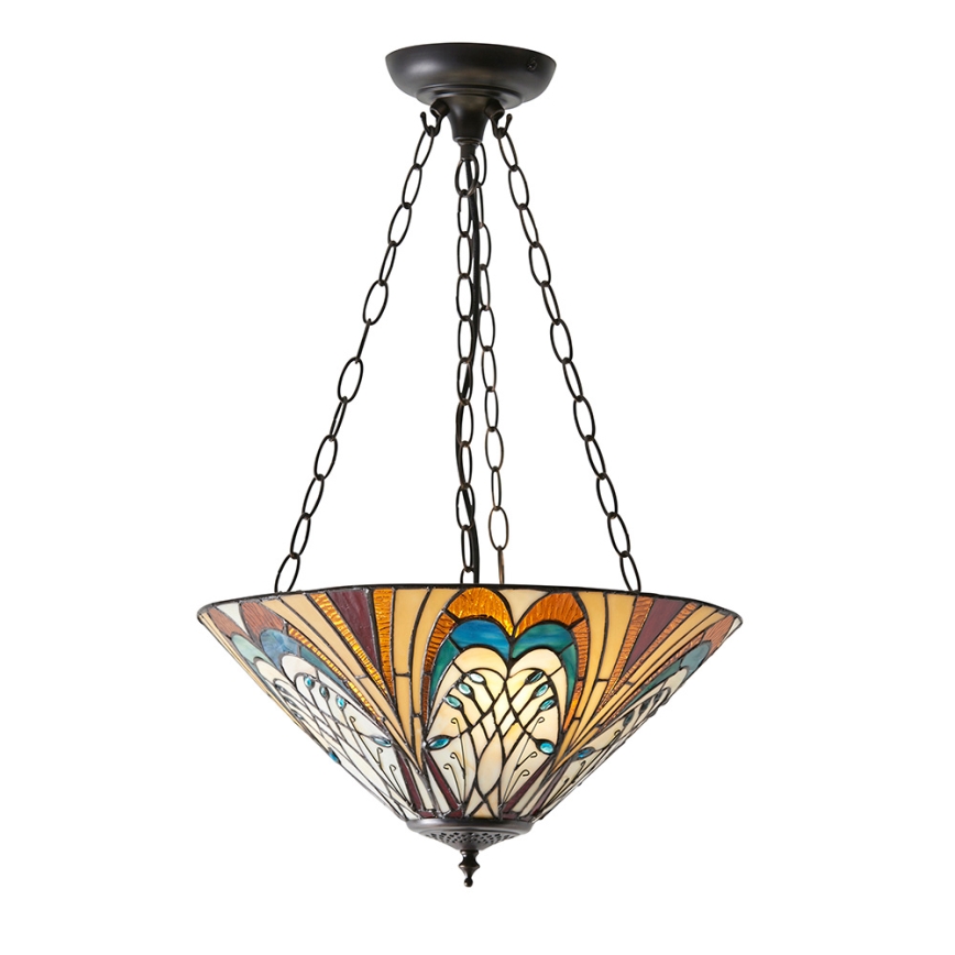 Endon 70750 - Tiffany-kroonluchter aan ketting HECTOR 3xE27/60W/230V Ø 40 cm