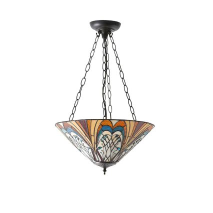 Endon 70750 - Tiffany-kroonluchter aan ketting HECTOR 3xE27/60W/230V Ø 40 cm