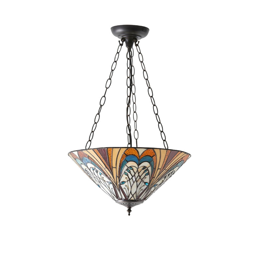 Endon 70750 - Tiffany-kroonluchter aan ketting HECTOR 3xE27/60W/230V Ø 40 cm