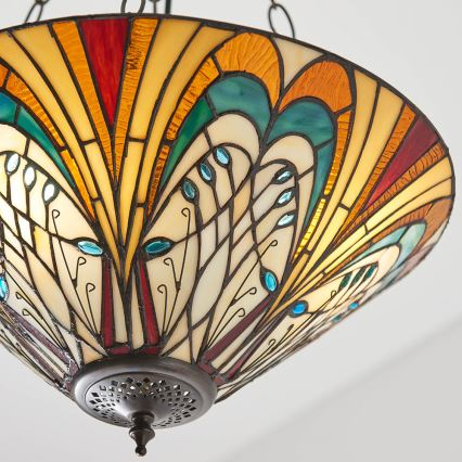 Endon 70750 - Tiffany-kroonluchter aan ketting HECTOR 3xE27/60W/230V Ø 40 cm