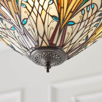 Endon 70750 - Tiffany-kroonluchter aan ketting HECTOR 3xE27/60W/230V Ø 40 cm