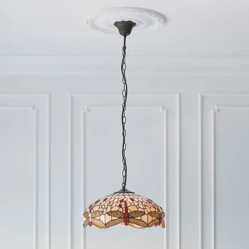 Endon 70824 - Kroonluchter aan ketting Tiffany DRAGONFLY 3xE27/60W/230V Ø 41 cm