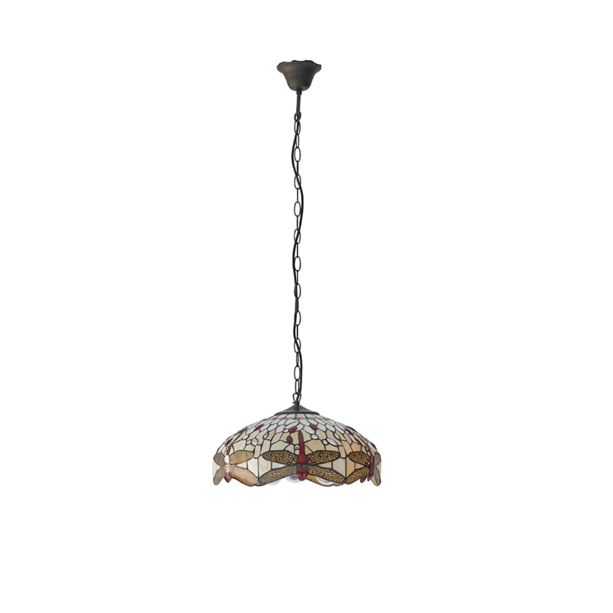 Endon 70824 - Kroonluchter aan ketting Tiffany DRAGONFLY 3xE27/60W/230V Ø 41 cm