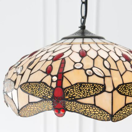 Endon 70824 - Kroonluchter aan ketting Tiffany DRAGONFLY 3xE27/60W/230V Ø 41 cm